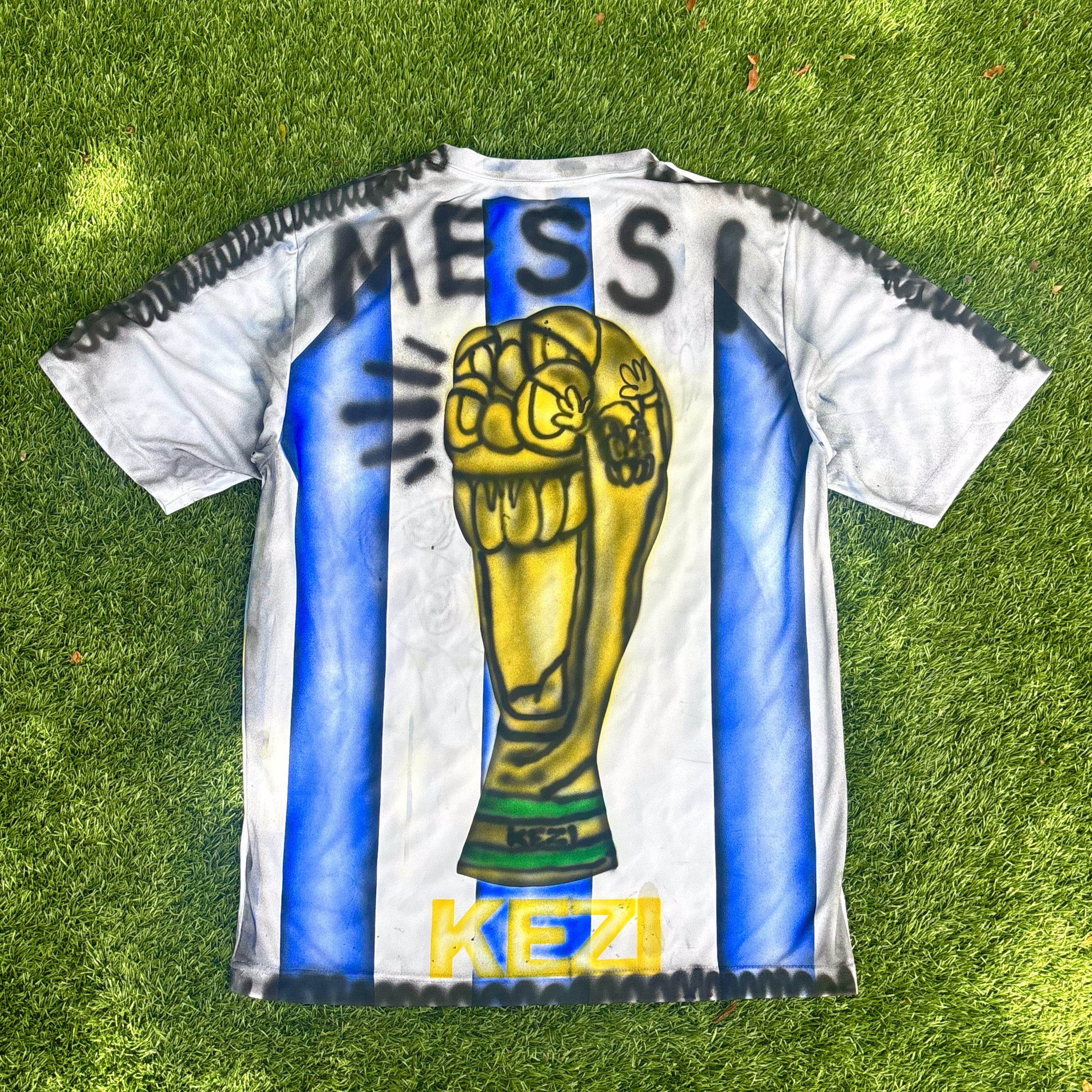 kezi cup, KEZI MESSI , KEZI CUP, KIDKEZI, 1/1 ARGENTINA SHIRT,  ARGENTINA AIR BRUSH JERSEY, MESSI AIR BRUSH JERSEY, KEZI SOCCER, MESSI KEZI